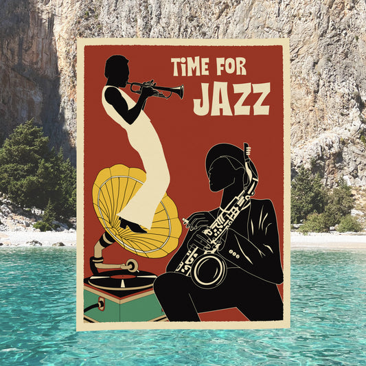 Music-inspired wall art vintage jazz poster vinyl record for  retro home decor 