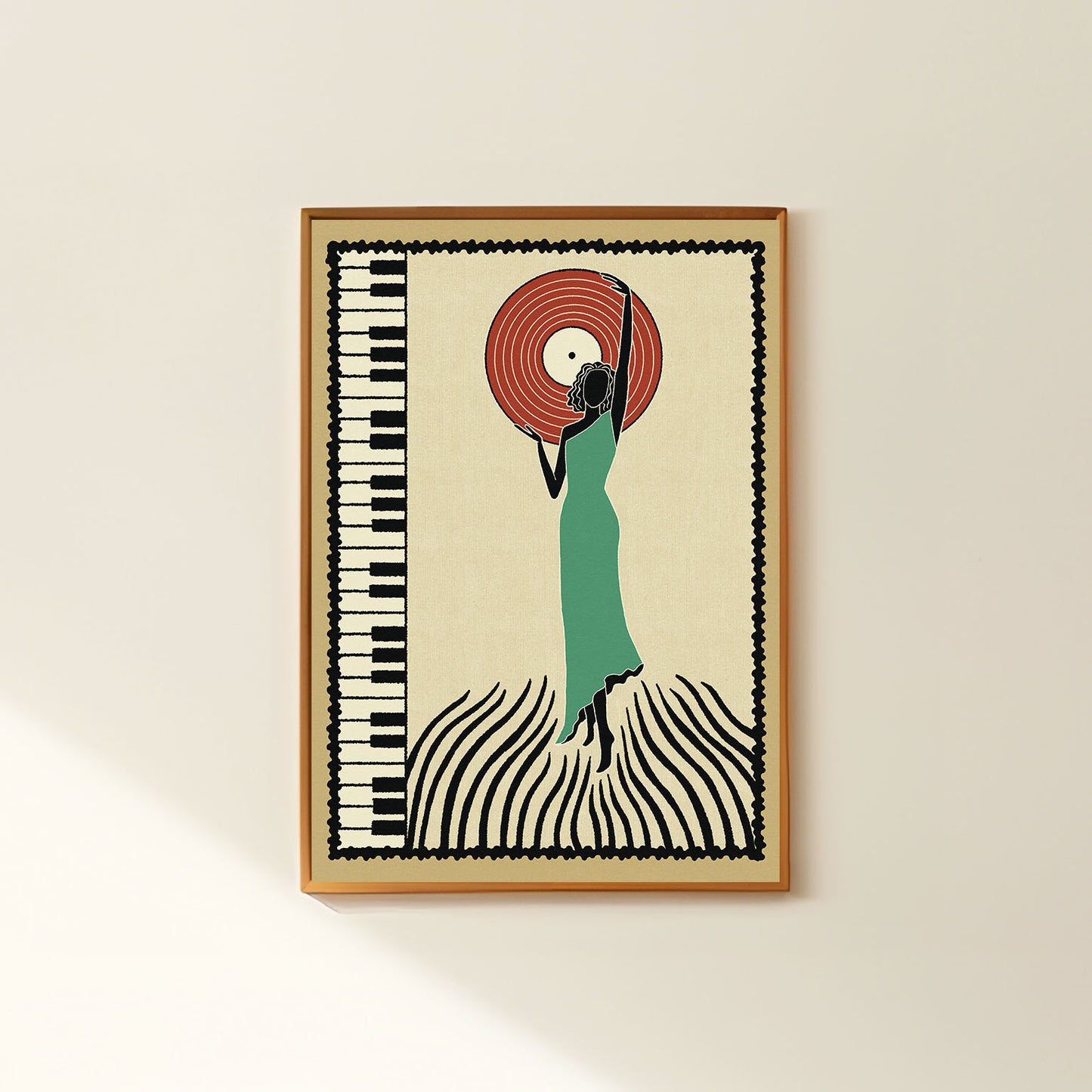 Music-inspired wall art vintage jazz poster vinyl record for  retro home decor 